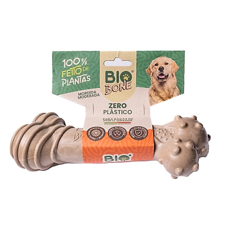 Mordedor Osso Gigante Bio Bone  Bagaço De Laranja, 100% Vegetal, Mordida Moderada E Higiene Bucal
