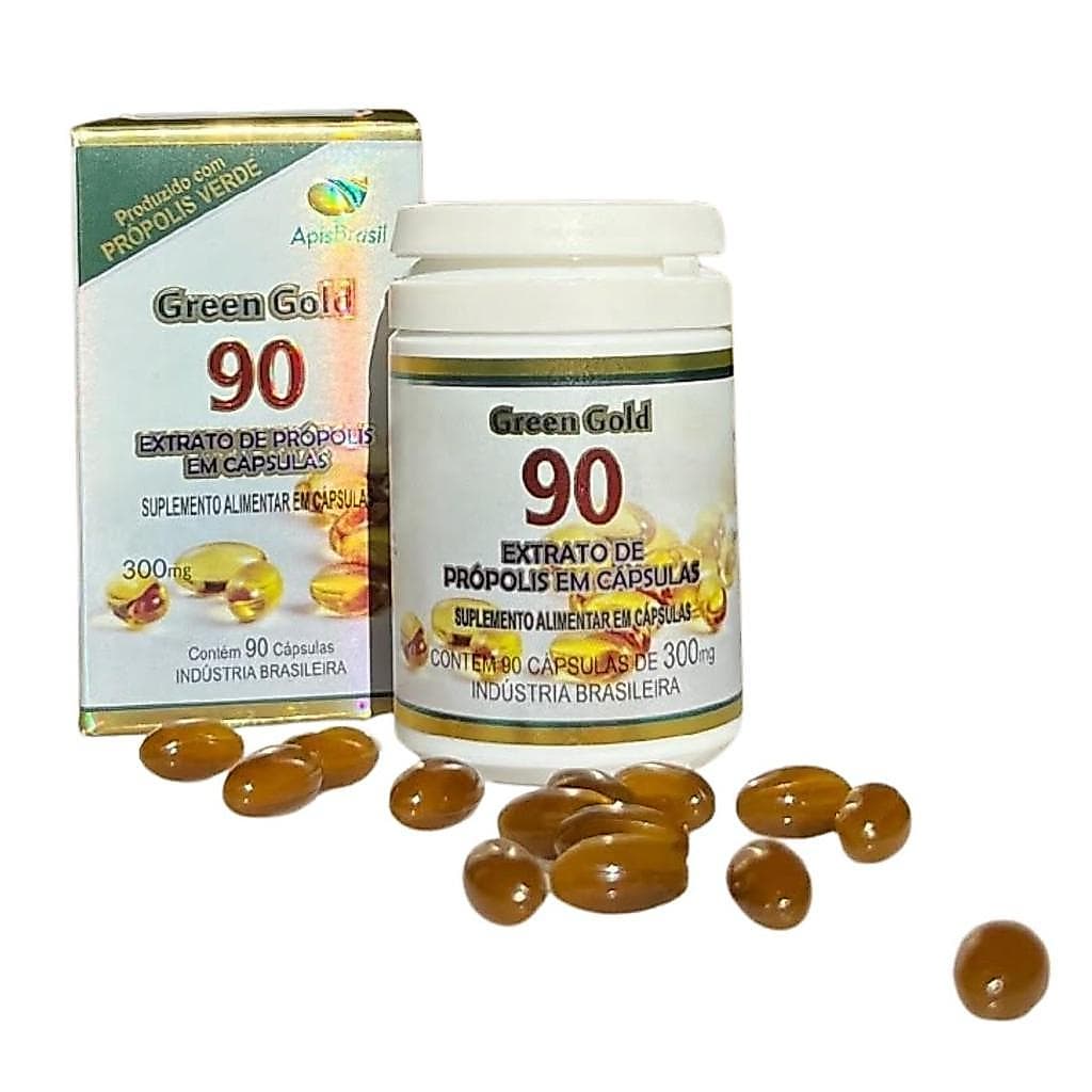 Própolis Verde em Cápsulas 90 Capsulas Green Própolis Extract in Capsules 300Mg Capsula de Própolis Puro Premium