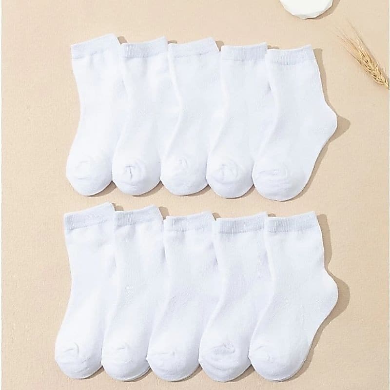 Kit 6 Pares Meia Infantil Branca Cano Medio Menino Menina