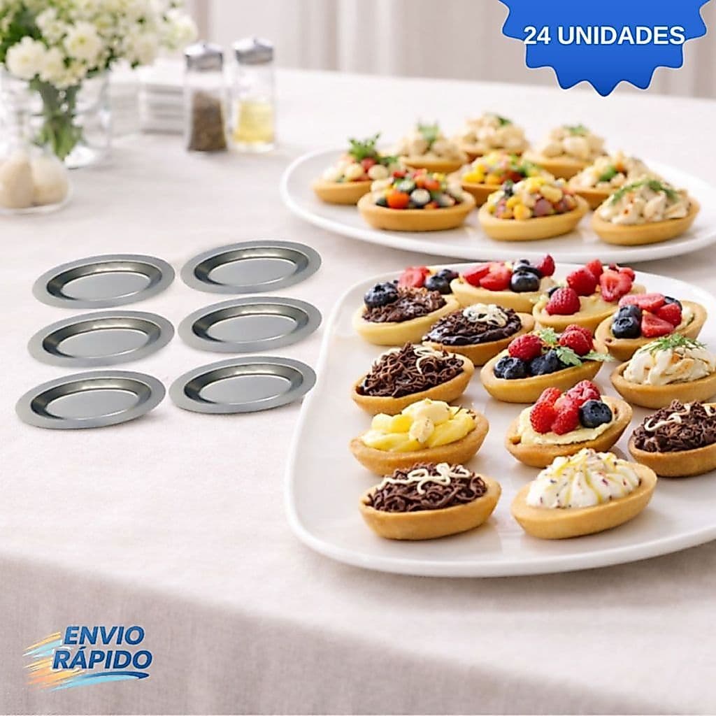 Kit 24 Forma de Barquete em Aço Folha Flander forminhas pequenas