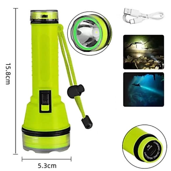 Lanterna Recarregável À Prova D'água Para Mergulho Pesca Led Profissional