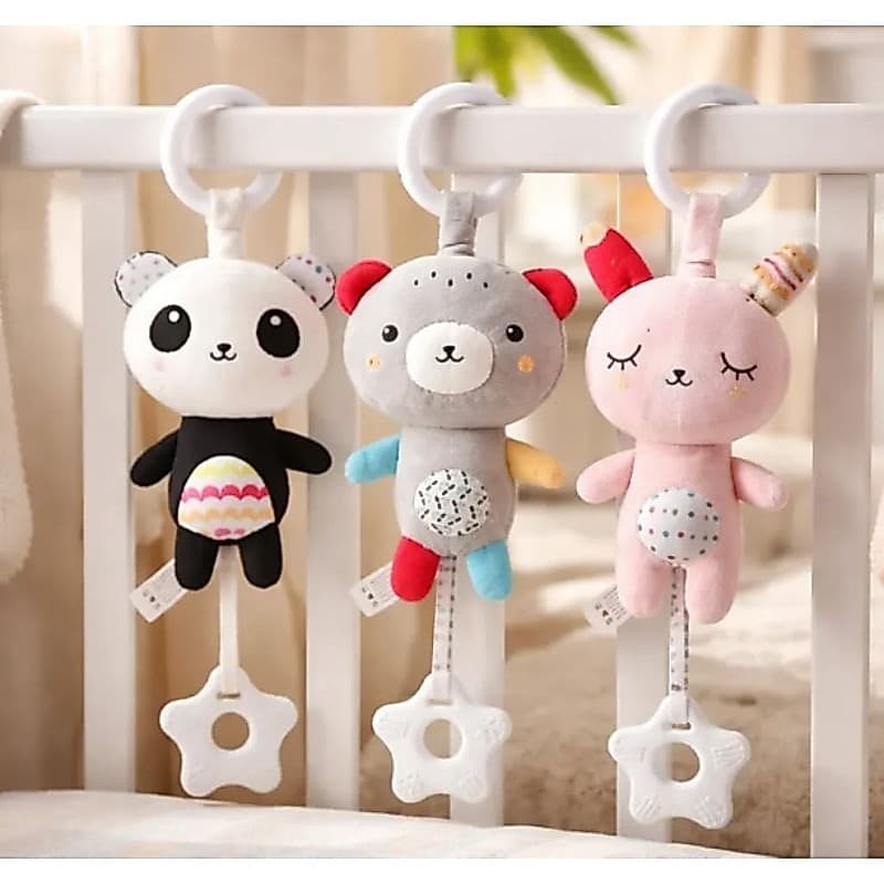 M贸bile Pel煤cia Musical Beb锚 com Mordedor Argola para Pendurar Ber莽o Carrinho Beb锚 Conforto Sensorial