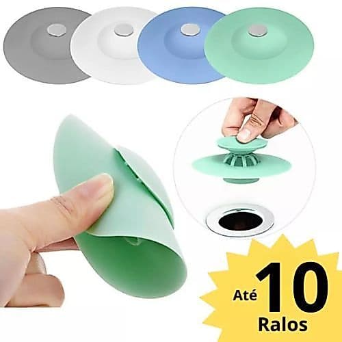 Kits com 10, 5 ou 2 Válvula Tampa para Ralo de Pia Flexível em Silicone com Filtro e Drenagem de Água