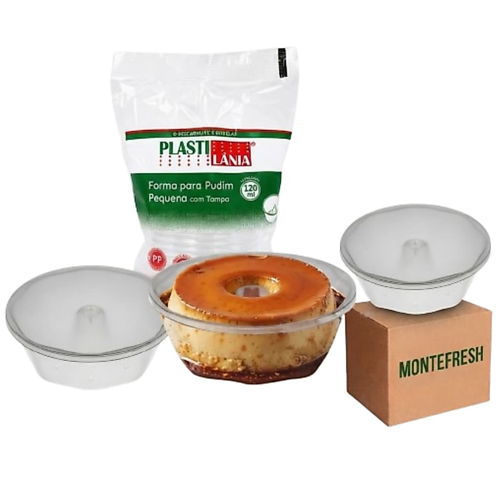 Forma para Pudim 120mL Forneável com Tampa Forno/fogao Descartável freezer  30 UNIDADES