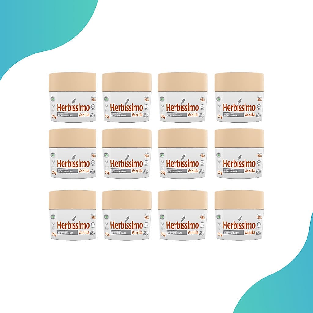 Kit 12und Desodorante antitranspirante em Creme Herbíssimo Vanilla 55g