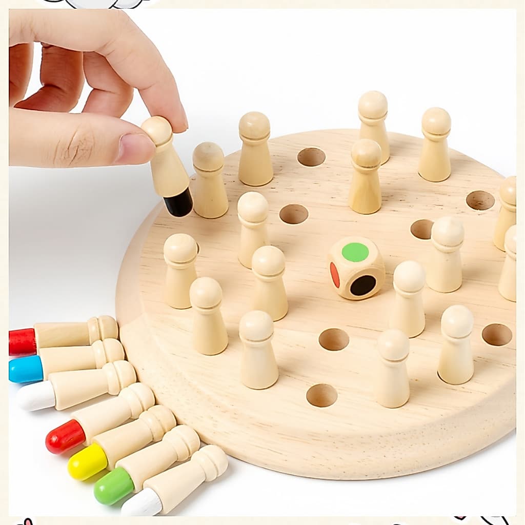 Jogo da Memória de Madeira Jogo de Tabuleiro para Crianças e Adultos | Brinquedo Educativo Montessori para Infantil