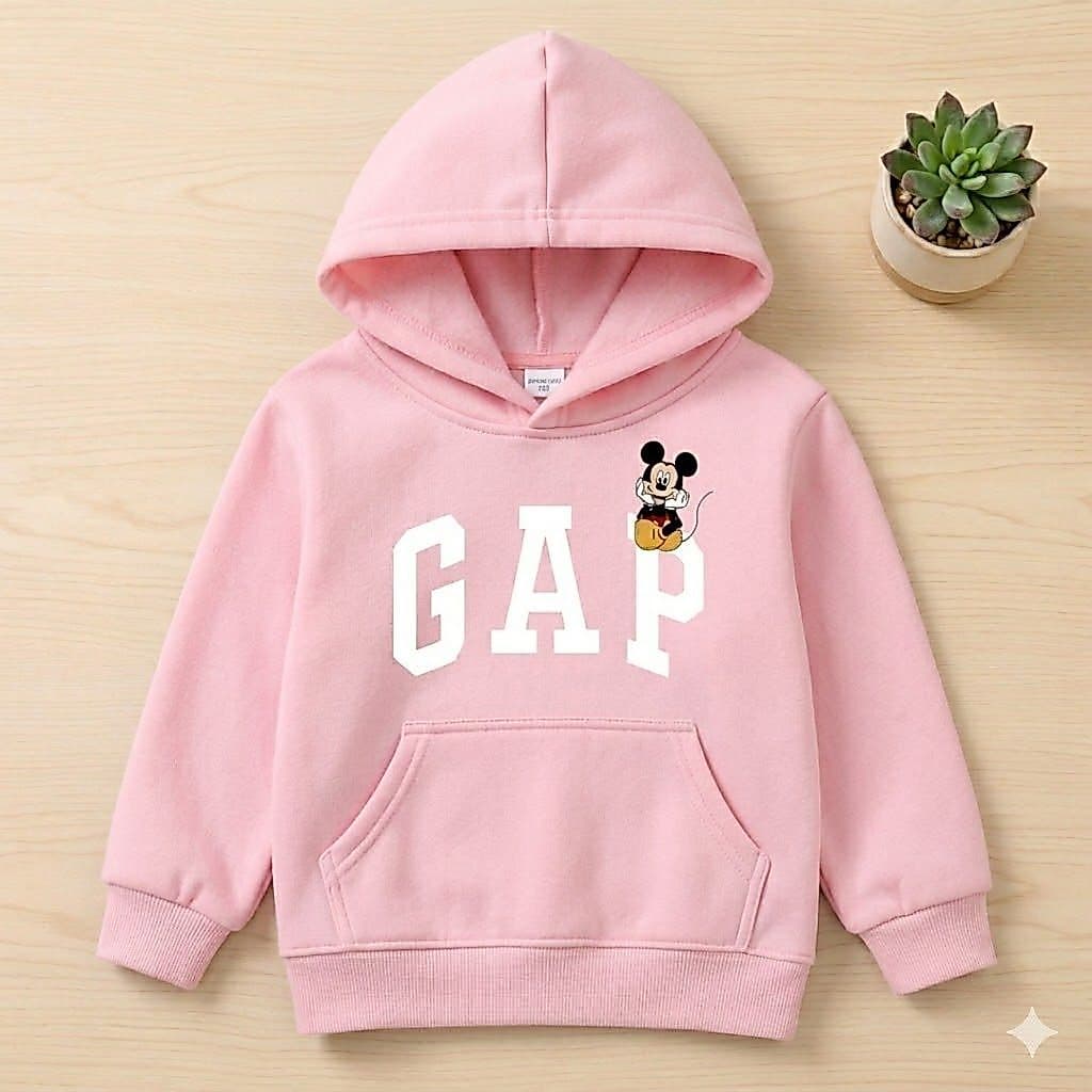 Moletom Mickey Infantil Menino Menina com Capuz Canguru Várias Cores Blusa Frio Peluciada Algodão GAP Mickey Mouse