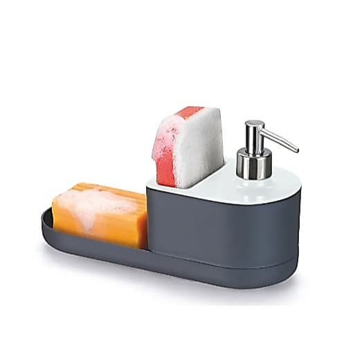 Porta Detergente e Sabonete Líquido Preto - Com Porta Bucha e Dispenser para Sabão em Barra - Arthi