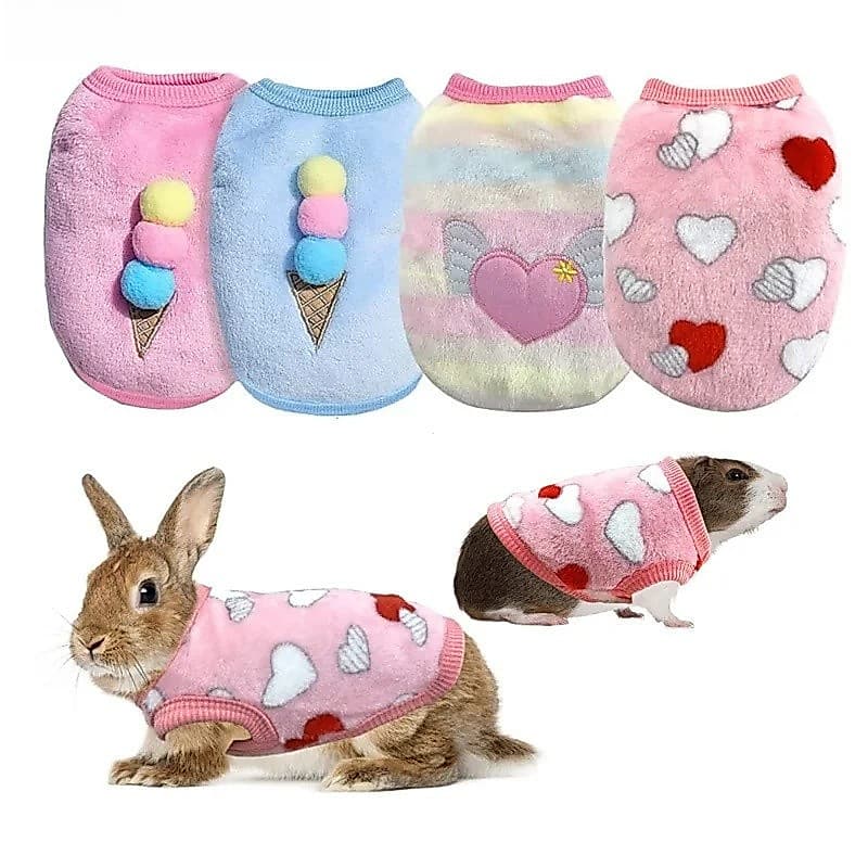 Roupas para animais de estimação roupas quentes para coelhos e roedores fantasia macia de inverno