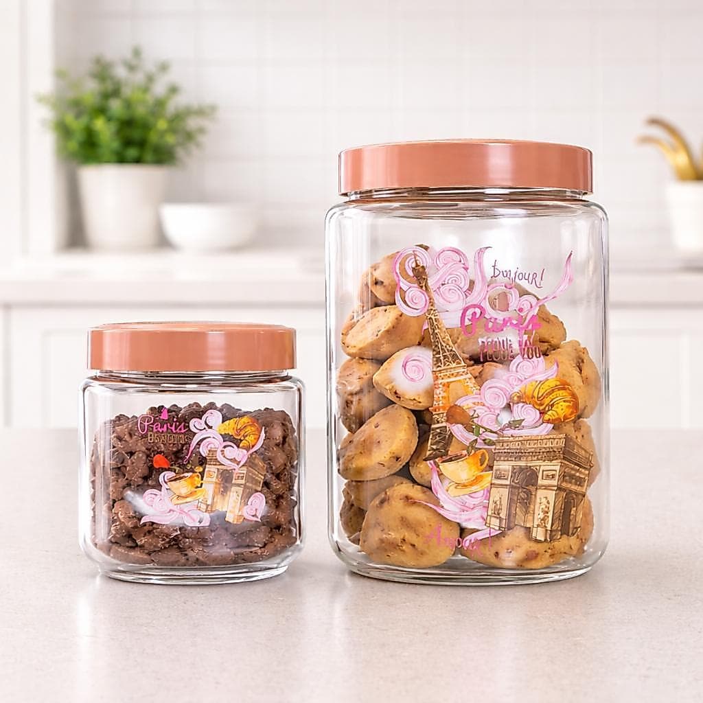 Kit 2 Potes Paris 2,5L e 1L Organizador Porta Alimentos Arroz Feijão Bolacha Design Elegante