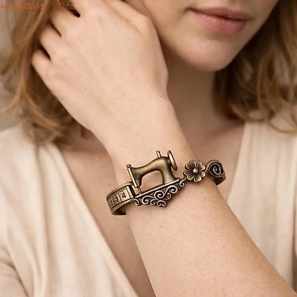 Costura HUIJIANG | Pulseira , De Punho Ajustável De Metal Elegante , Anel De Dedo Exclusivo Com Design Artesanal Vintage