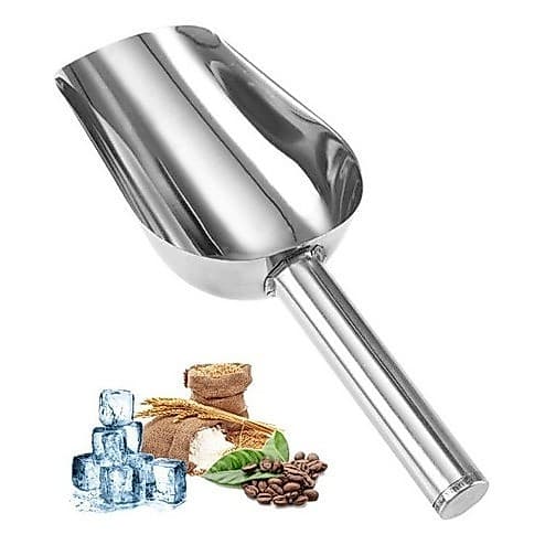 Pá Inox Multiuso Grande 23cm – Perfeita para Gelo, Cereais e Ração de Pet
