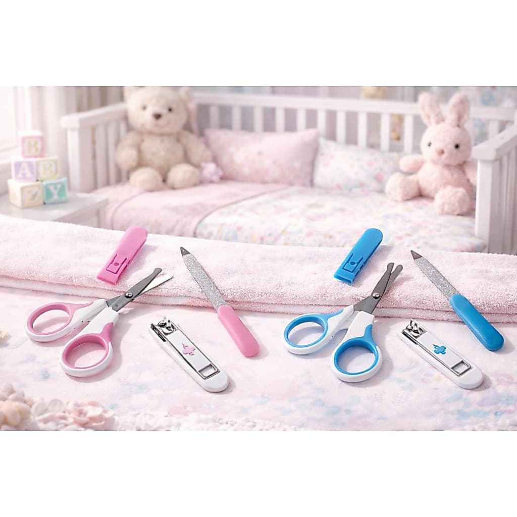 Kit manicure infantil - Tesoura aço inoxidável - lixa metálica -Cortador de unha - Suporte