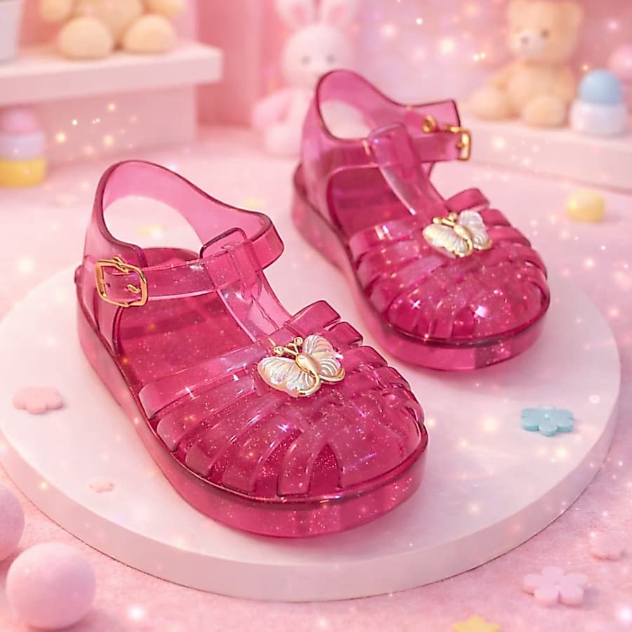 Sandalia Infantil Bebe Menina Borboleta Sandalinha Baby Brilhante