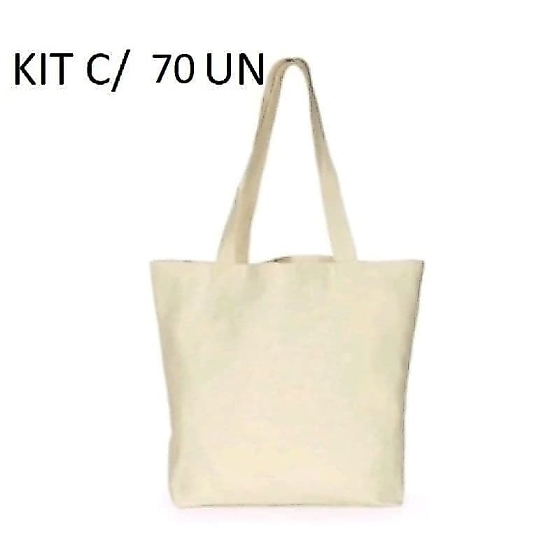 kit 70 Bolsas Ecobag lisa 32,x38 100% algodão cru 210 gramas