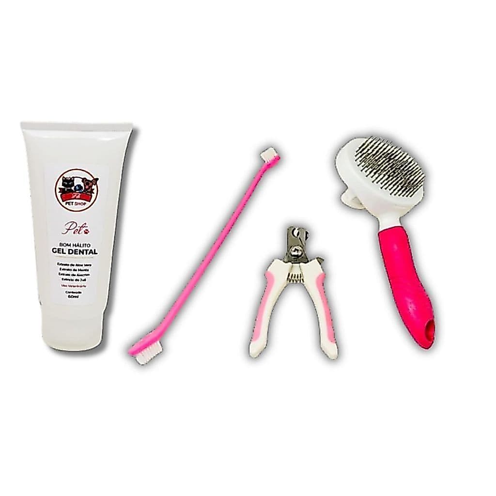 Kit Higiene Pet Gel Dental, Escova De Dente Pet Escova Autolimpante E Alicate De Unhas Cachorro Gato