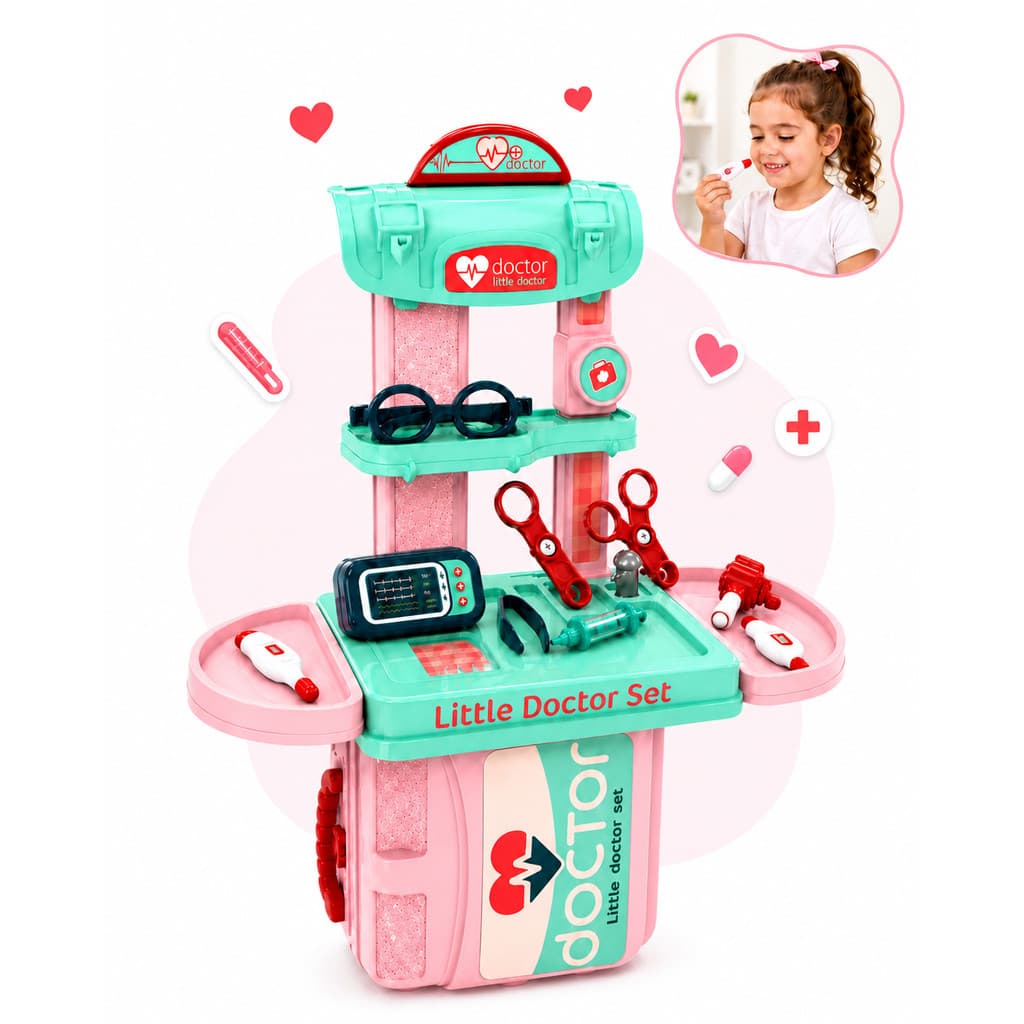 Kit Médico Enfermeira Infantil Maleta Doutor 3 em 1 Brinquedo Educativo Faz de Conta Menina Kizumba