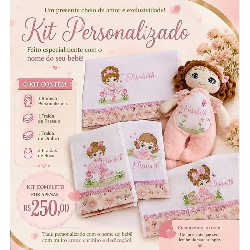 conjunto fraldas, boneca de pano,fralda ombro,fralda passeio,fralda de boca.