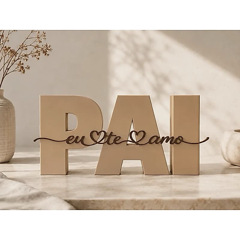 Letreiro Decorativo PAI com “Te Amo” – Presente Personalizado para o Dia dos Pais