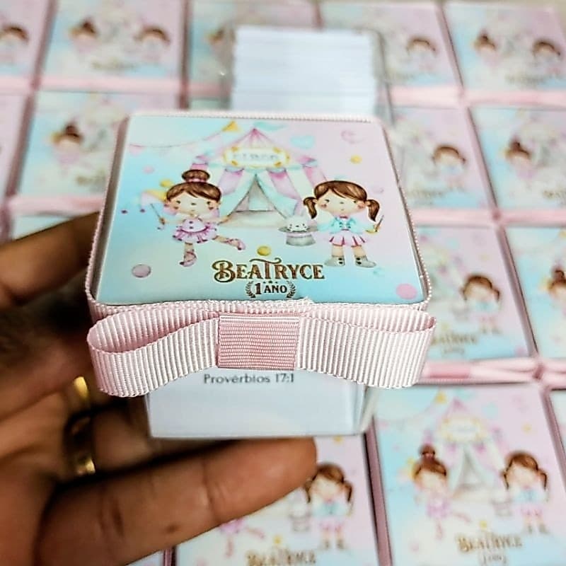 20 caixinhas de bençãos Personalizadas para lembrancinhas circo Rosa-Fazemos todos os temas-lembrancinhas de aniversário