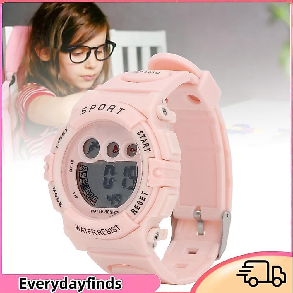 Everydayfinds-br Relógio digital infantil, 7 cores, retroiluminação led, 30m, relógio de pulso esportivo com alarme,