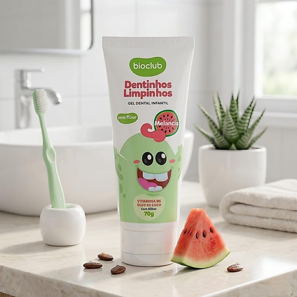 Gel Dental Infantil Sem Fluor 70g Bioclub - Aroma de Melancia - Pasta de Dente Infantil