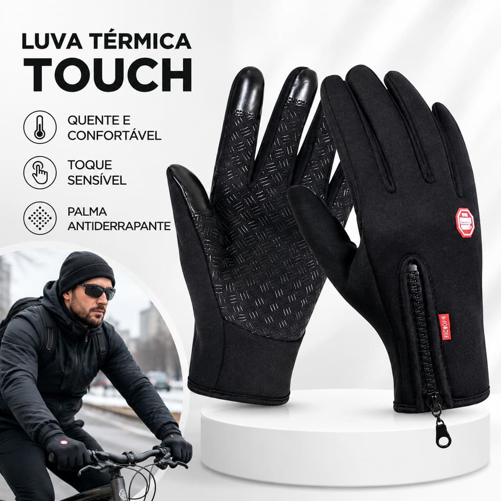 Luva Térmica Impermeável Para Moto e Ciclismo Touch Screen Antiderrapante Proteção Frio Extremo Unissex