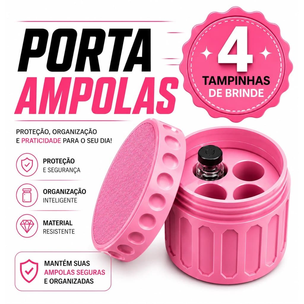 Porta Frascos Ampolas 3ml Reforçado Organizador Rémedios Tirze Premium Compacto Transporte Seguro
