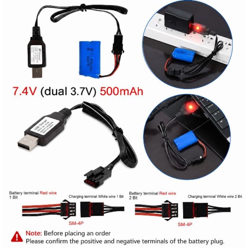 Carregador + bateria 7.4v Lítio 14500 Reposição Para Carrinho De Controle Remoto e arminha de gel