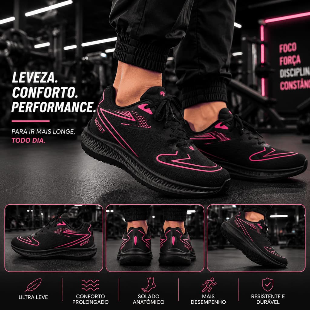 Tênis Moret Premium Com Cadarço Feminino Masculino Esporte Oferta