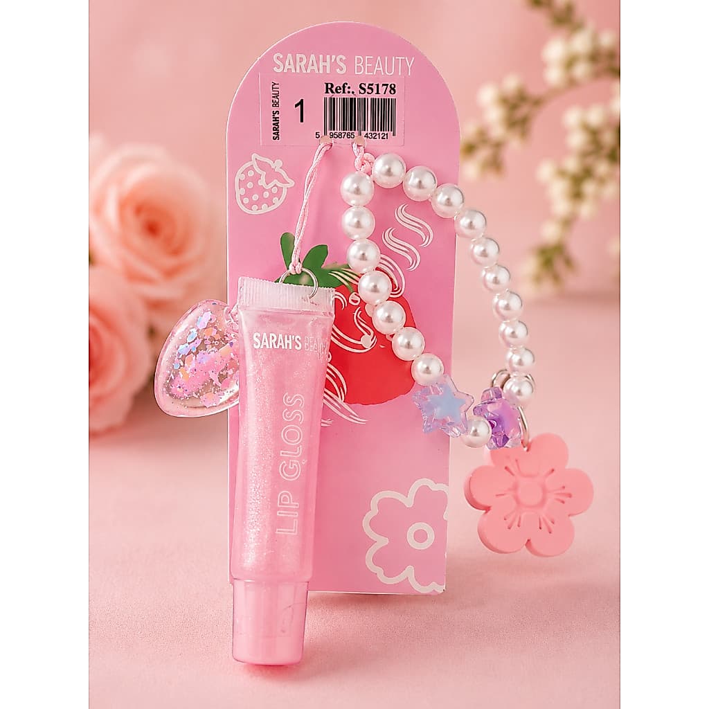 Gloss Labial Love Rain – Rosa  Um gloss labial superfofo