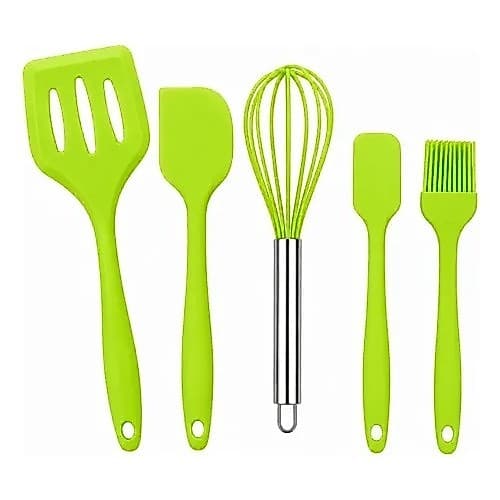 Jogo De Utensílios De Cozinha Em Silicone  5 Peças Verde