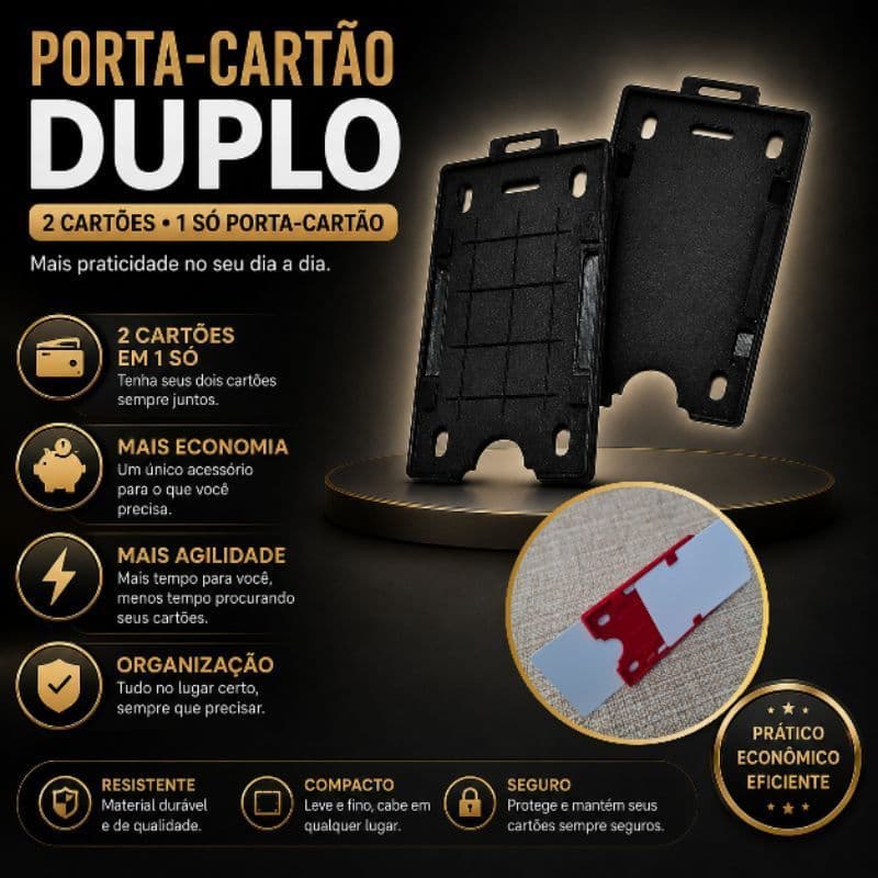 10 unidades Porta Cartão Duplo Vertical (NÃO ACOMPANHA PRESILHA JACARÉ)