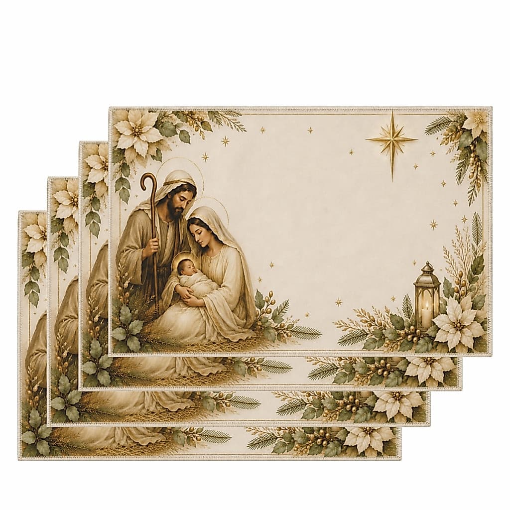 Jogo Americano de Natal - Vermelho - 50x30cm - 4 e 6 unidades