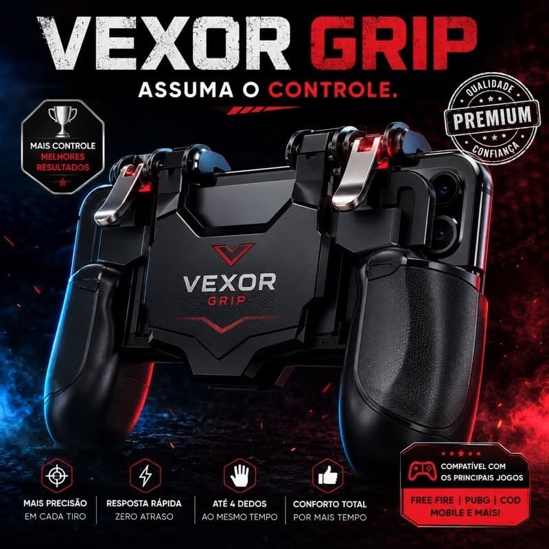 VEXOR GRIP - Controle Gamer Gatilho Celular L1 R1 Para Free Fire PUBG COD