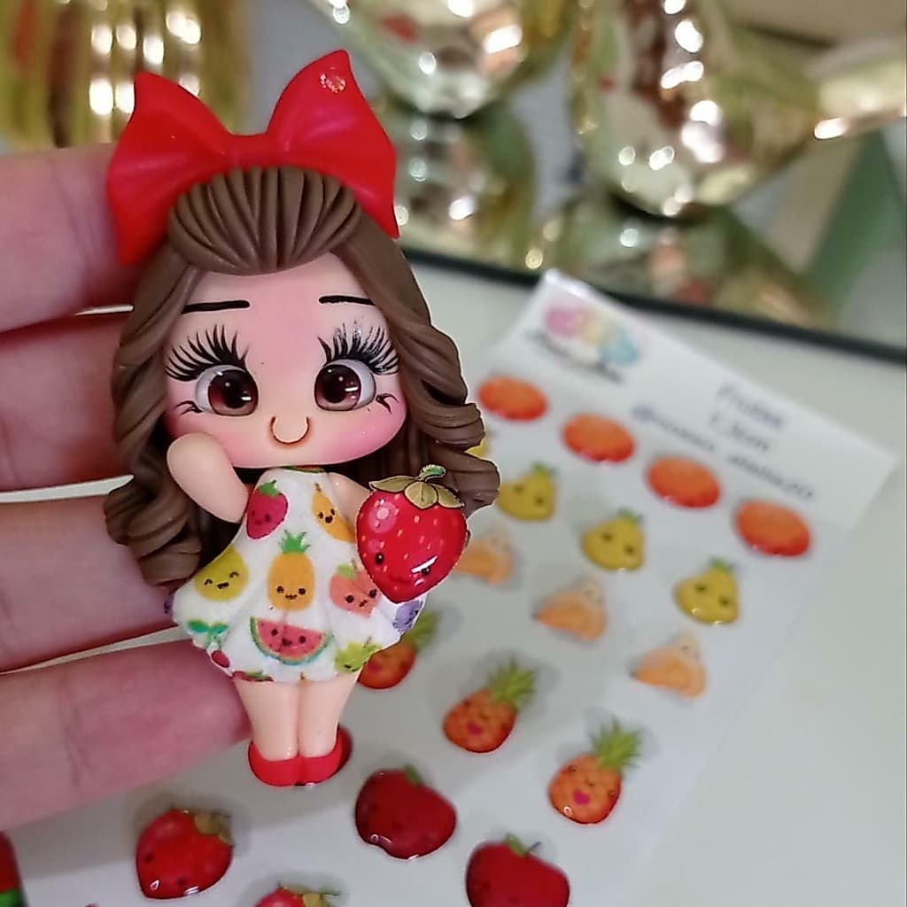 Adesivo resinado frutinhas para apliques de biscuit e artesanato