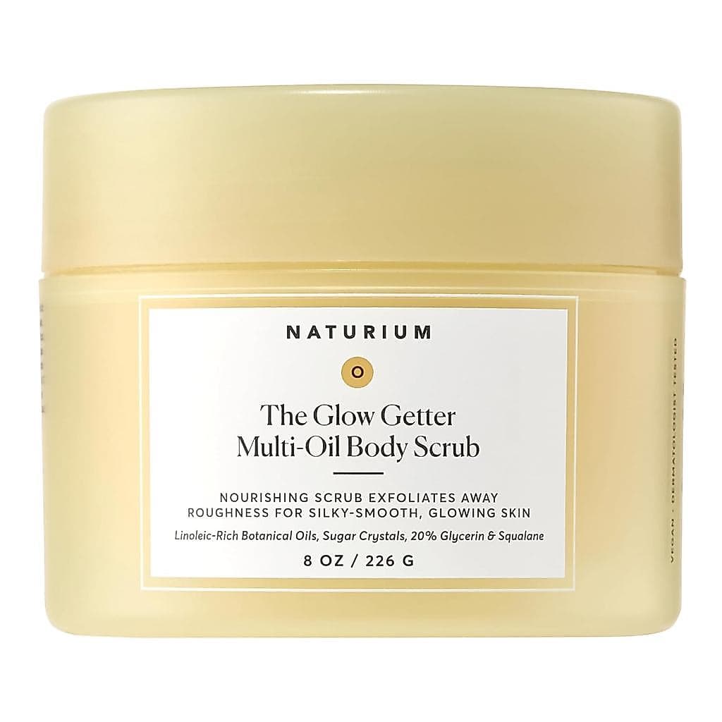 NaturiumGlowGetterBodyScrub, Esfoliante com Cristais de Açúcar, Óleos Ricos em Linoleico, Glicerina e Esqualano, 226g/8o