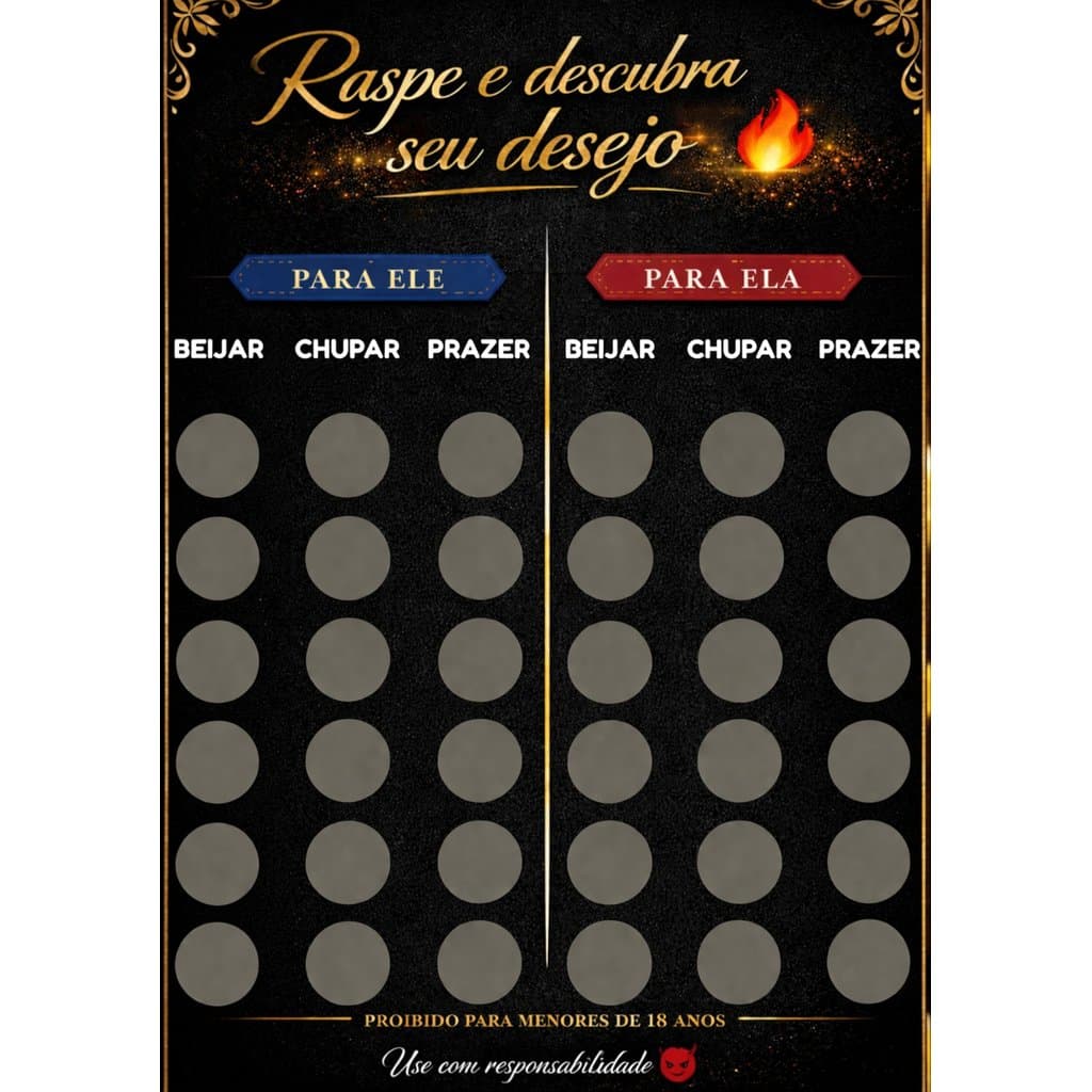 Raspadinha para Casais 36 Áreas  Presente Criativo Romântico | Surpresa Divertida para Namorados