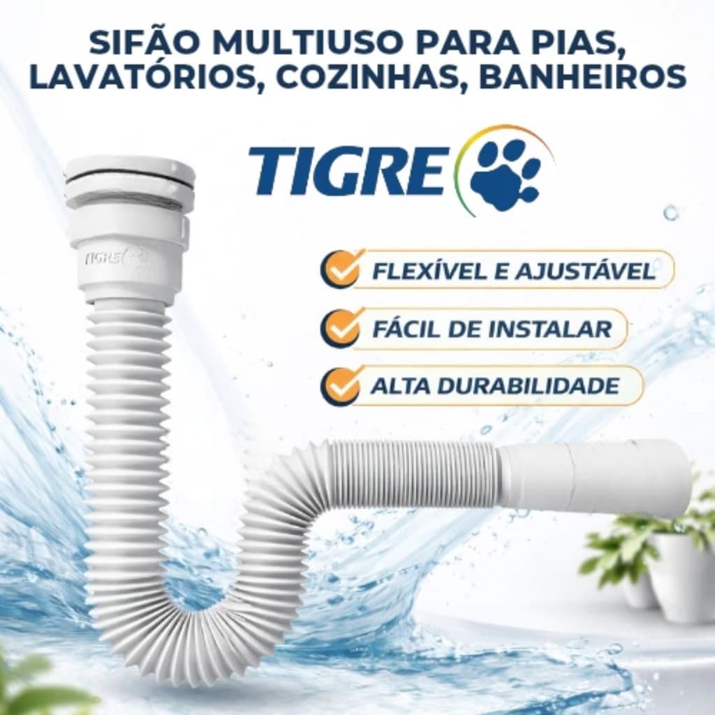 Sifão Sanfonado Ajustável Universal Multiuso Tigre Cifão Pia Cozinha Sifrao Lavatório Cifrão Tanque