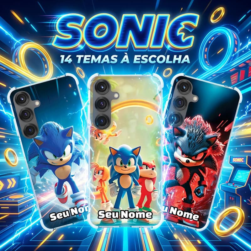 Capa Capinha GALAXY A04S A04E A03 CORE A01 M62 M55 M54 M53 M52 M51 Anti-impacto Personalizada tema SONIC diversão kids