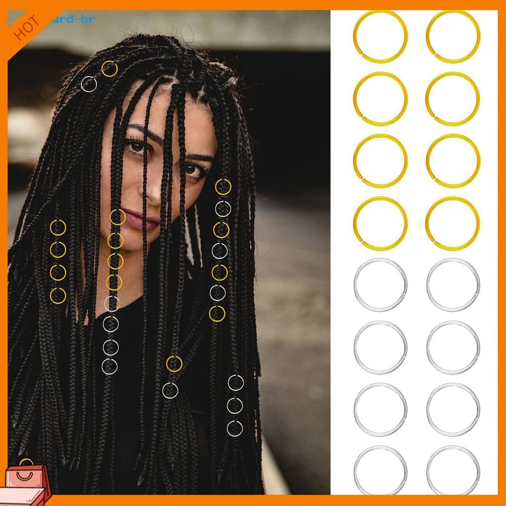 Conjunto De Joias De Cabelo Para Dreadlocks De 40 Peças De Anéis De Vários Tamanhos Contas Trançadas Fácil De Usar Punho