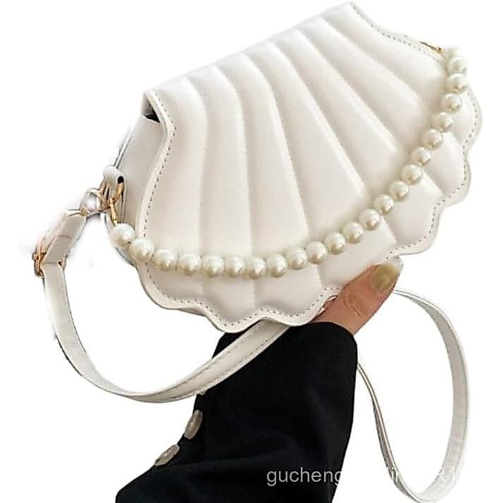 Bolsa em Forma de Concha, Bolsa de Mão Feminina para Noite, Bolsa de Ombro Transversal de Couro, Mini Bolsa Transversal