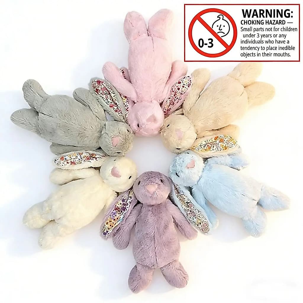 Coelhinho de Pelúcia Fofo, Boneco de Pelúcia Floral com Orelhas Caídas, Brinquedo de Pelúcia da Infância, Presente de An