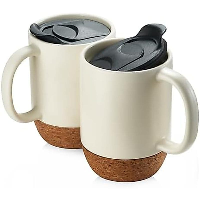 Canecas De Café DOWAN , Conjunto De 15 Onças De 2 , Caneca Grande De Cerâmica Com Fundo De Cortiça E Tampa À Prova De De
