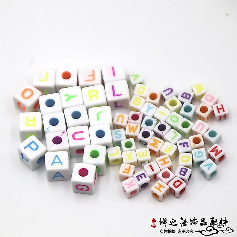 Diy crianças miçangas Material de prática 6/10mm fundo branco colorido carta contas contas soltas grande buraco contas 1