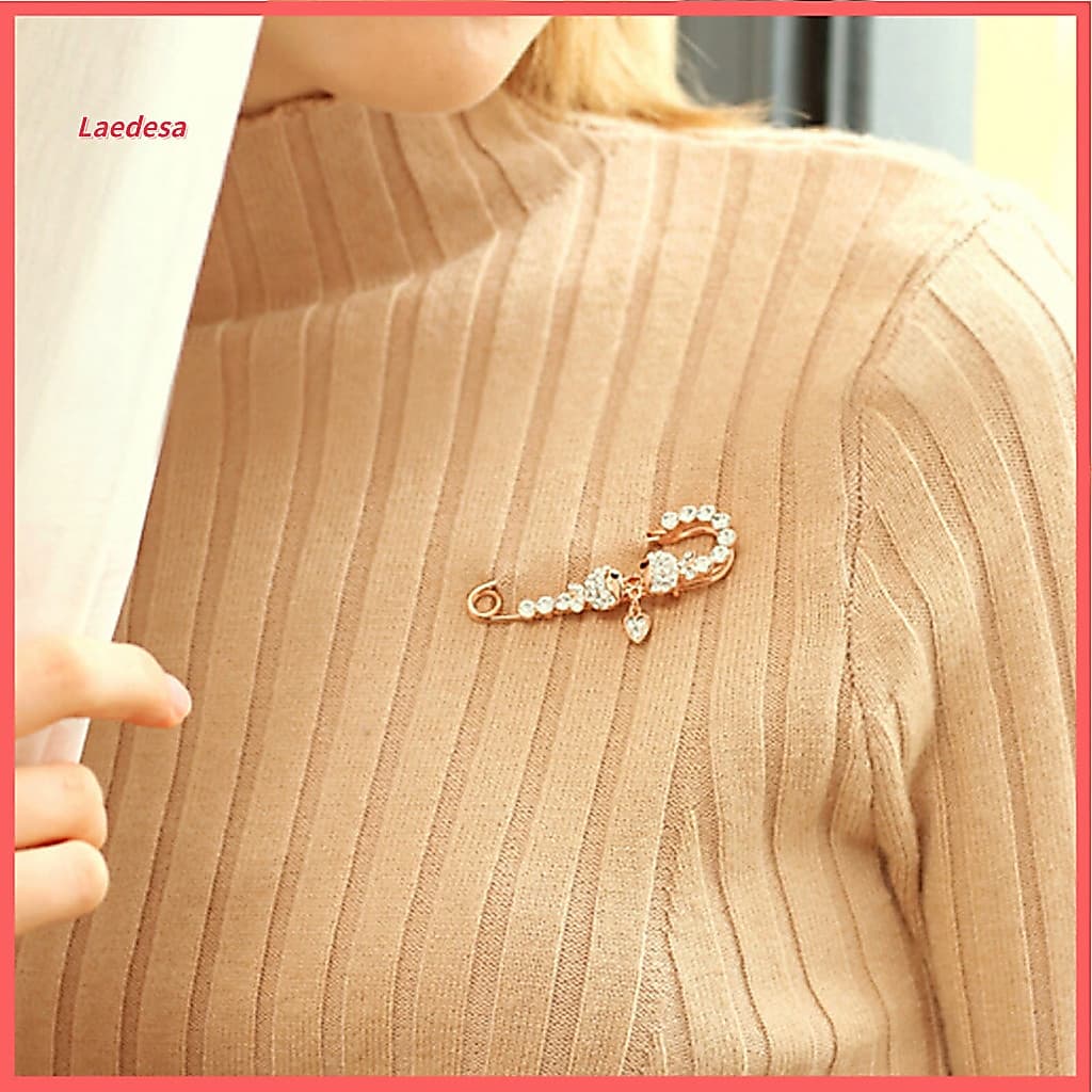 Decorative Brooch Rhinestone Pin 3d Flower with Inlay – Thick Stable Lock Anti-exposure Scarf and Coat for Women’s S
