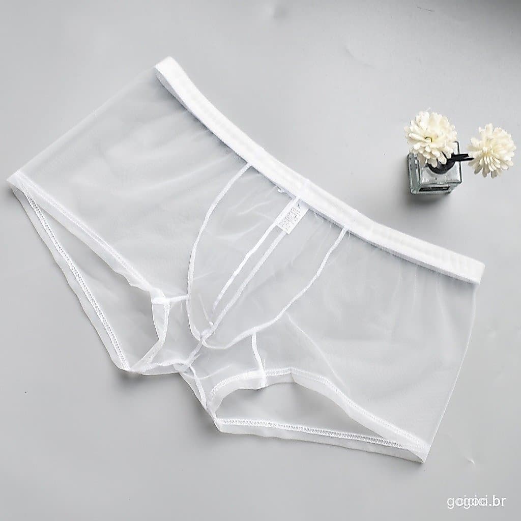 Roupa íntima de gaze ultra-fina, roupa íntima masculina respirável, cuecas boxer masculinas transparentes e sensuais DNF
