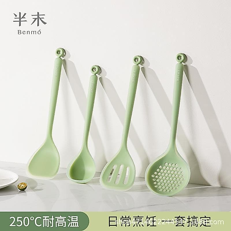 Espátula de Silicone de meia extremidade, espátula de cozinha doméstica, colher de sopa, resistente a altas temperaturas