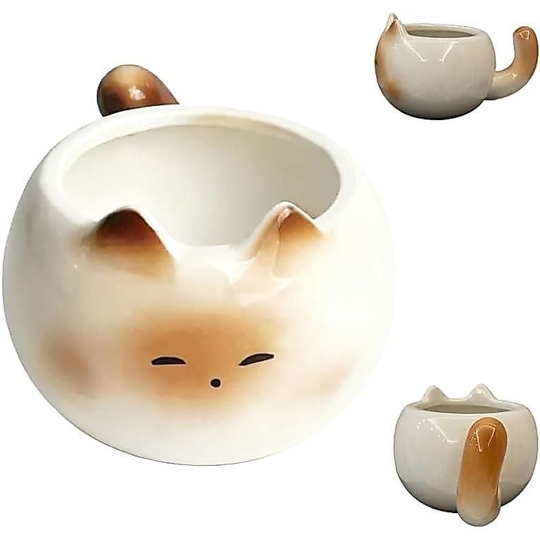 Canecas de Café de Cerâmica – Presentes para Mães de Gatos, Caneca de Café Engraçada, Design Fofo de Gato Siamês e Preto
