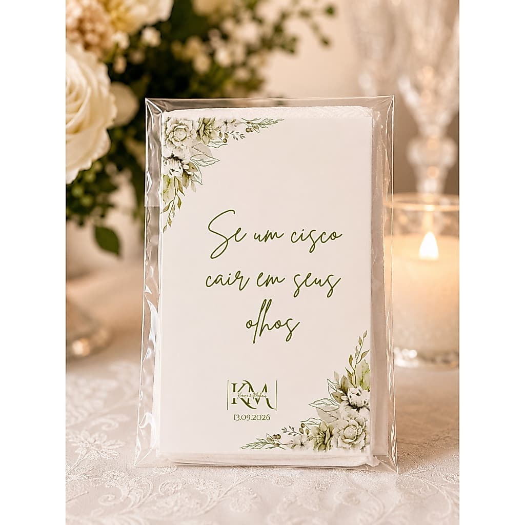 Kit Lágrimas de Alegria para Casamento com Lenço e Capa Personalizada
